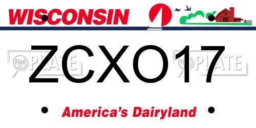 ZCXO17 Wisconsin License Plate