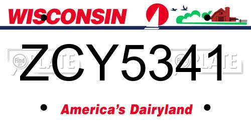 ZCY5341 Wisconsin License Plate