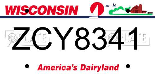 ZCY8341 Wisconsin License Plate
