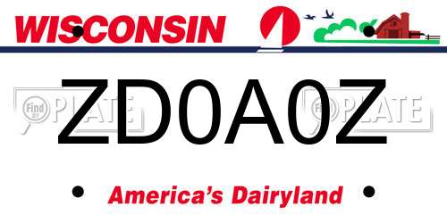 ZD0A0Z Wisconsin License Plate