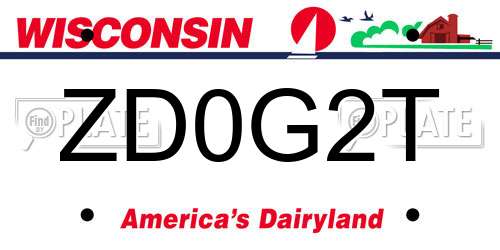 ZD0G2T Wisconsin License Plate