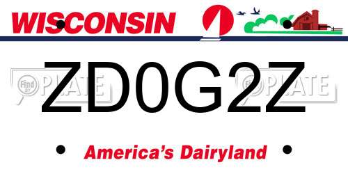 ZD0G2Z Wisconsin License Plate