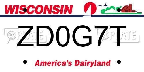 ZD0G7T Wisconsin License Plate