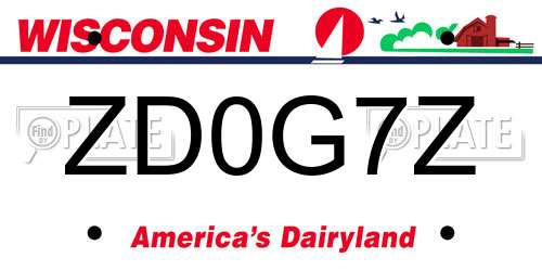 ZD0G7Z Wisconsin License Plate