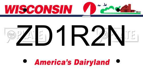 ZD1R2N Wisconsin License Plate