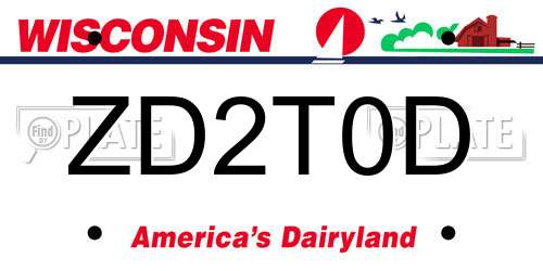 ZD2T0D Wisconsin License Plate