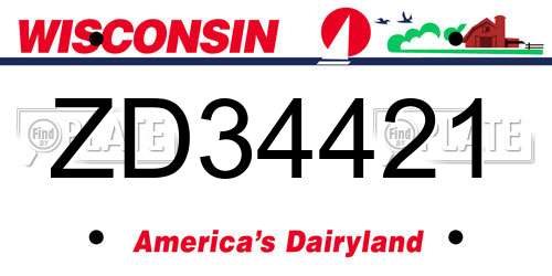 ZD34421 Wisconsin License Plate