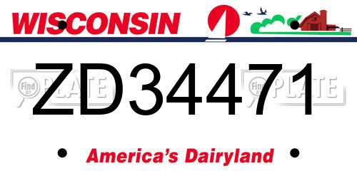 ZD34471 Wisconsin License Plate