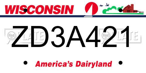 ZD3A421 Wisconsin License Plate