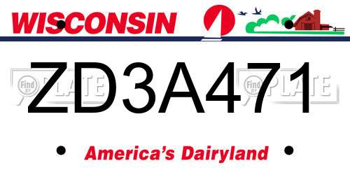 ZD3A471 Wisconsin License Plate