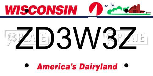 ZD3W3Z Wisconsin License Plate