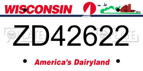 ZD42622 Wisconsin License Plate