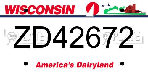ZD42672 Wisconsin License Plate