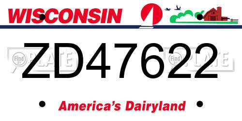 ZD47622 Wisconsin License Plate
