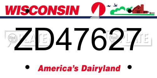 ZD47627 Wisconsin License Plate