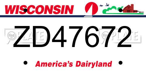 ZD47672 Wisconsin License Plate