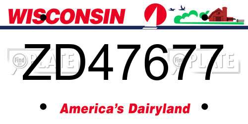 ZD47677 Wisconsin License Plate