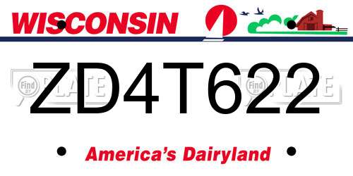 ZD4T622 Wisconsin License Plate