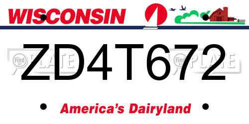 ZD4T672 Wisconsin License Plate
