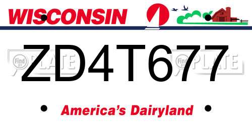 ZD4T677 Wisconsin License Plate