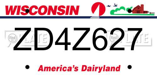 ZD4Z627 Wisconsin License Plate