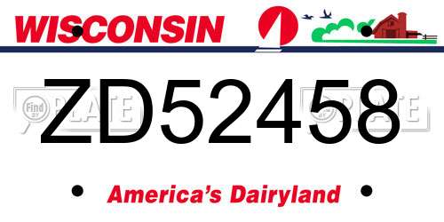 ZD52458 Wisconsin License Plate