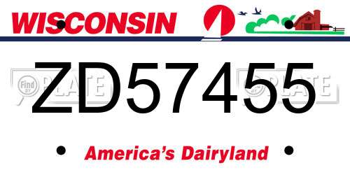 ZD57455 Wisconsin License Plate
