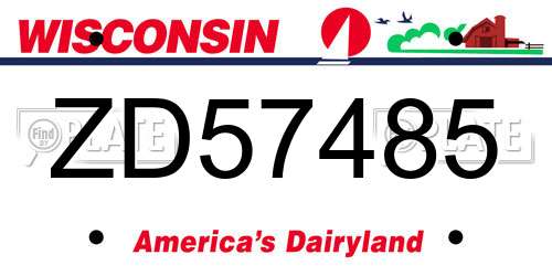 ZD57485 Wisconsin License Plate
