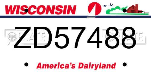 ZD57488 Wisconsin License Plate