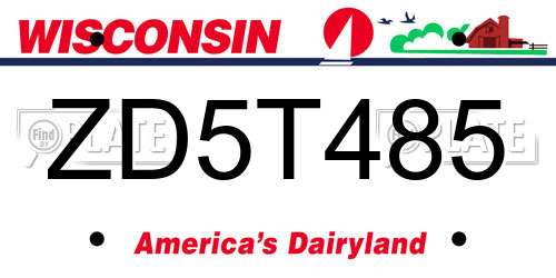 ZD5T485 Wisconsin License Plate