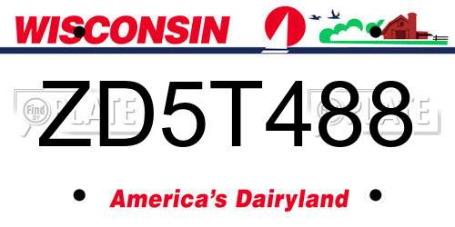 ZD5T488 Wisconsin License Plate