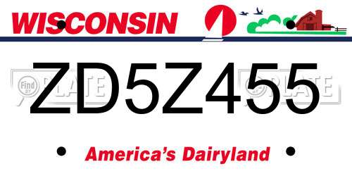 ZD5Z455 Wisconsin License Plate
