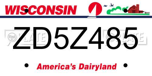 ZD5Z485 Wisconsin License Plate