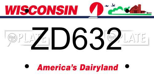 ZD632 Wisconsin License Plate