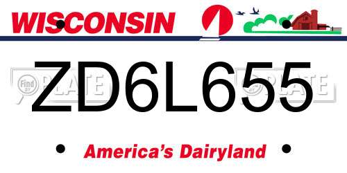ZD6L655 Wisconsin License Plate