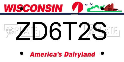 ZD6T2S Wisconsin License Plate