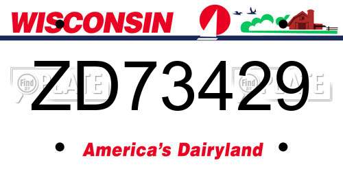 ZD73429 Wisconsin License Plate