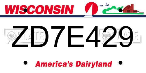 ZD7E429 Wisconsin License Plate