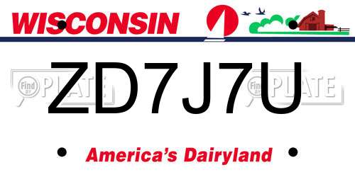 ZD7J7U Wisconsin License Plate
