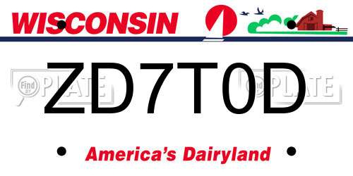 ZD7T0D Wisconsin License Plate