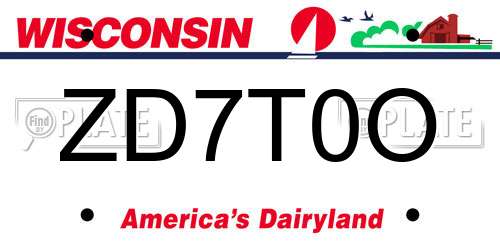ZD7T0O Wisconsin License Plate
