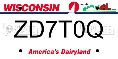 ZD7T0Q Wisconsin License Plate