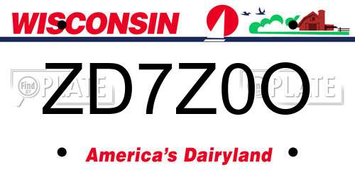 ZD7Z0O Wisconsin License Plate