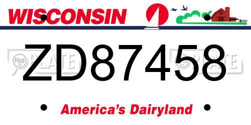 ZD87458 Wisconsin License Plate