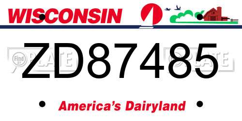 ZD87485 Wisconsin License Plate
