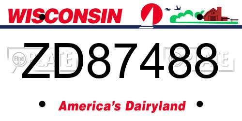 ZD87488 Wisconsin License Plate
