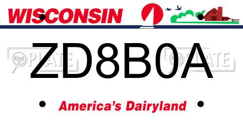ZD8B0A Wisconsin License Plate