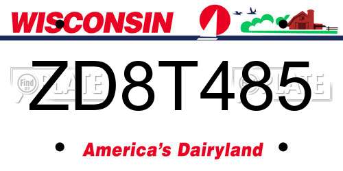 ZD8T485 Wisconsin License Plate