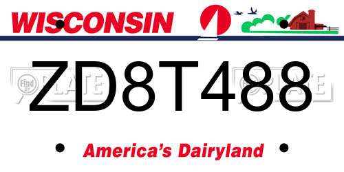 ZD8T488 Wisconsin License Plate