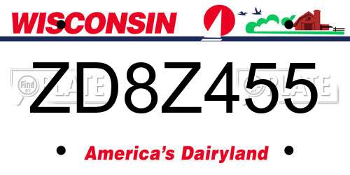 ZD8Z455 Wisconsin License Plate